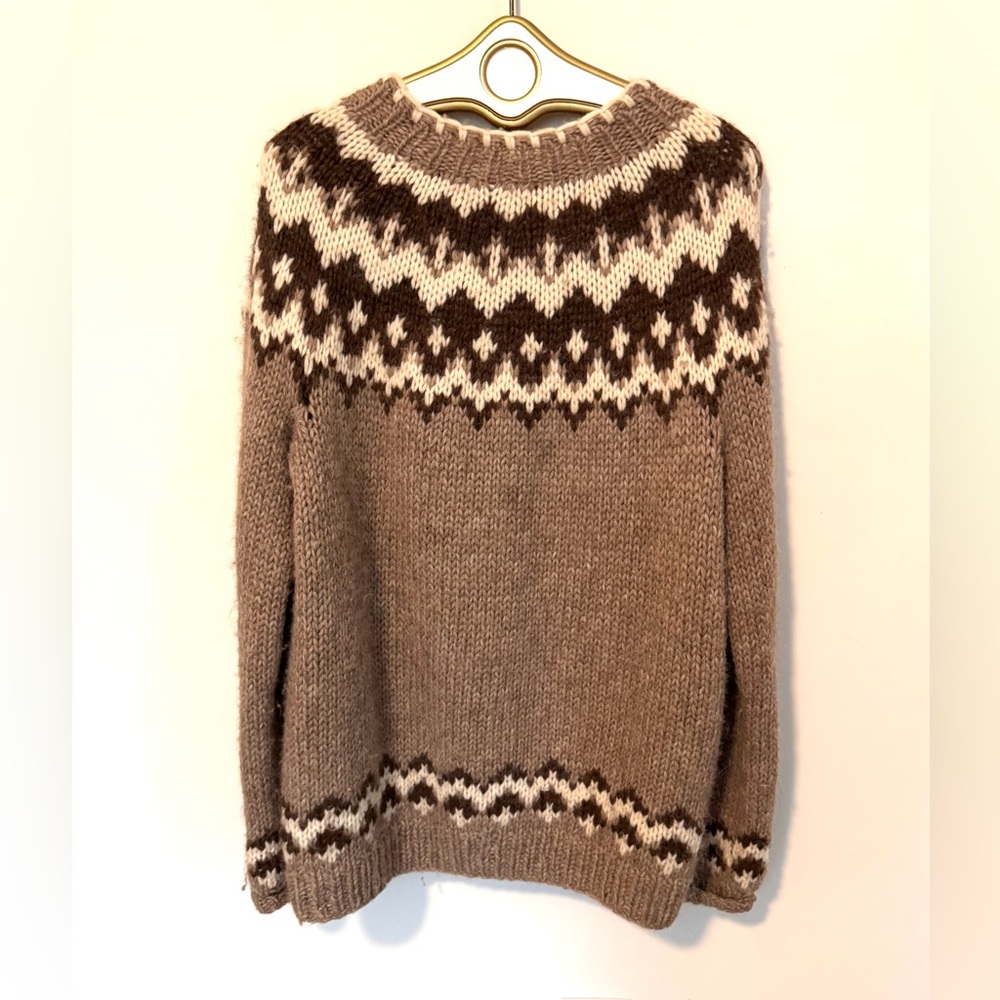 Vintage Brown and Cream Icelandic Knit Cardigan - Picture 2 of 3